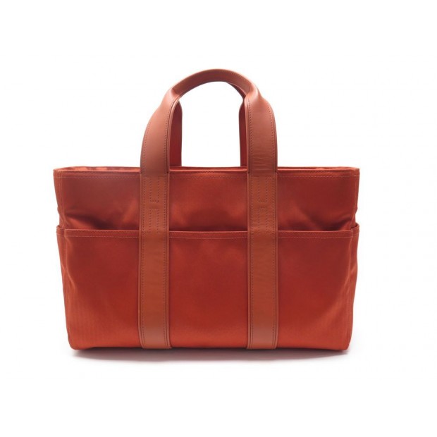 SAC A MAIN HERMES ACAPULCO 38 CM EN TOILE & CUIR ORANGE CANVAS HAND BAG 1500