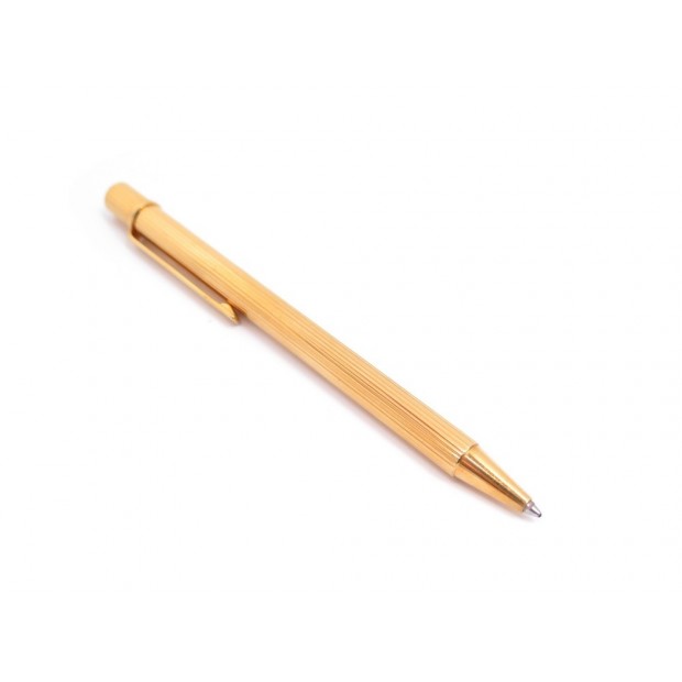 STYLO BILLE CARTIER MUST II GODRON ST150090 EN PLAQUE OR GOLD BALLPOINT PEN 320€