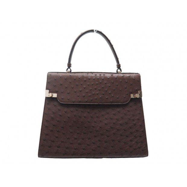 NEUF SAC A MAIN L DE LANCEL A06220 EN CUIR AUTRUCHE MOKA HAND BAG PURSE 4450€