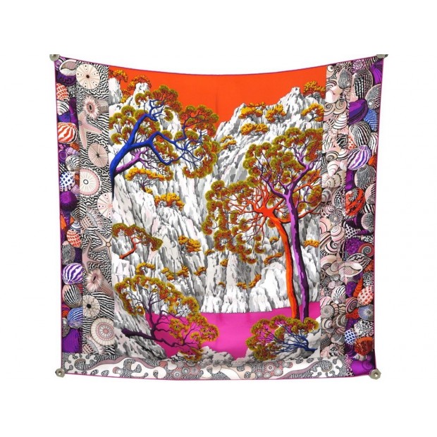 NEUF FOULARD HERMES SIESTE AU PARADIS ALINE HONORE SOIE MULTICOLORE BOITE SCARF