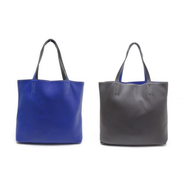 SAC A MAIN HERMES DOUBLE SENS 36 CUIR TAURILLON CLEMENCE BLEU GRIS PURSE 2680€