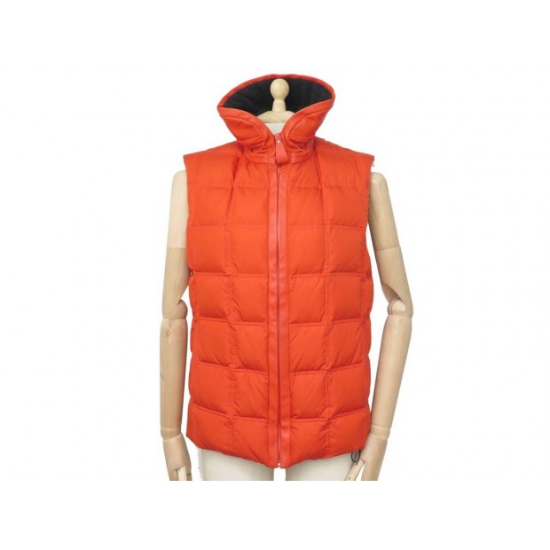 DOUDOUNE HERMES BLOUSON SANS MANCHE 38 M BLOUSON ORANGE VERMILLON COAT 2200€