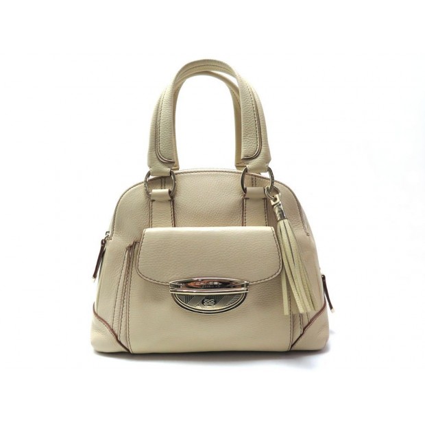 sac a main lancel adjani pm cuir beige metal dore