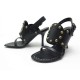 NEUF CHAUSSURES CELINE SANDALES A TALONS 36 EN CUIR NOIR CLOUTE DORE SHOES 690€