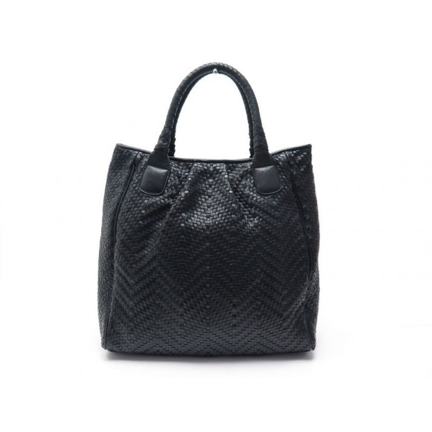 SAC A MAIN LE TANNEUR VICKY CABAS 37 CM EN CUIR TRESSE NOIR BLACK HANDBAG 300