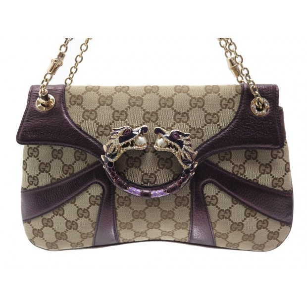 SAC A MAIN GUCCI 135963 TOM FORD DRAGON EDITION LIMITEE TOILE CUIR VIOLET 1240