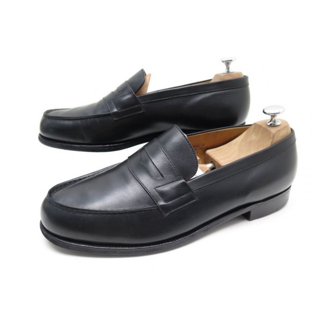 CHAUSSURES JM WESTON 180 MOCASSINS 9F 43.5 LARGE EN CUIR NOIR LOAFERS SHOES