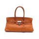 SAC A MAIN HERMES BIRKIN SHOULDER 42 CUIR TAURILLON ORANGE ARGENTE HANDBAG 8600