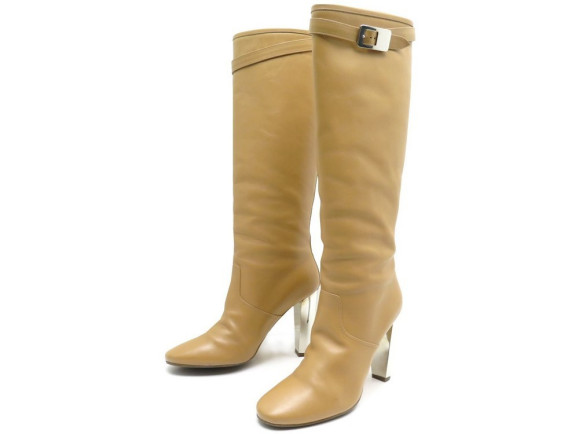 chaussures hermes empire bottes a talons 39.5 en cuir