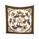 FOULARD HERMES REPRISE PAR PHILIPPE LEDOUX EN SOIE MARRON CARRE SILK SCARF 370€