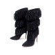  CHAUSSURES CHRISTIAN LOUBOUTIN BOTTES FRANGE DAIM NOIR T37 