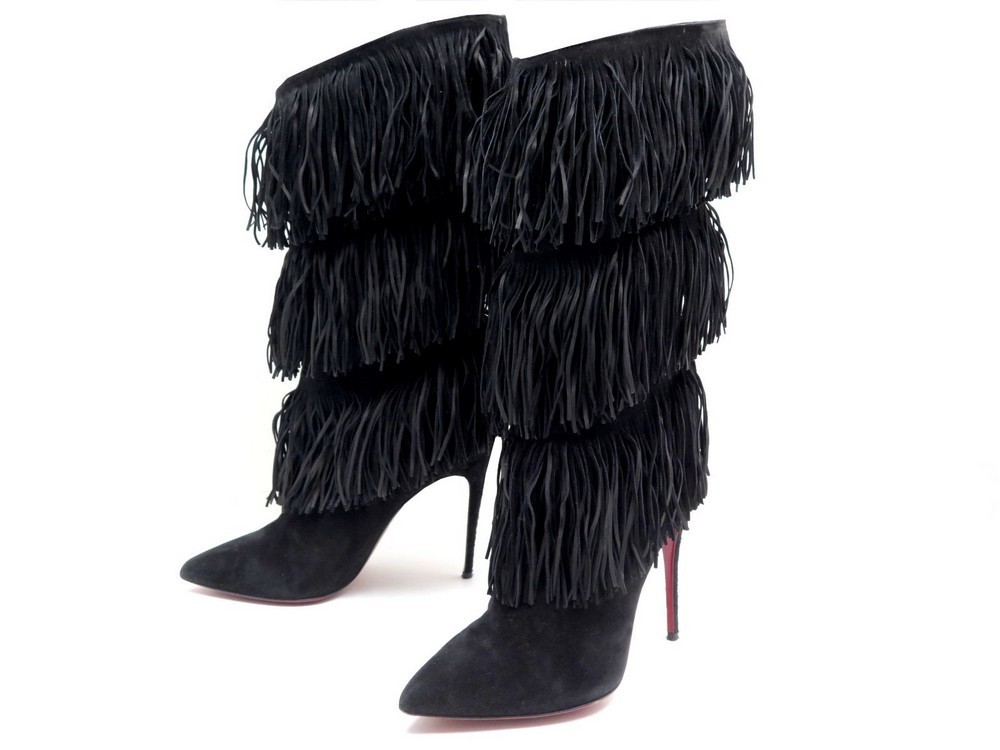 chaussures christian louboutin bottes a frange 37 en chaussures christian louboutin bottes a frange 37 en