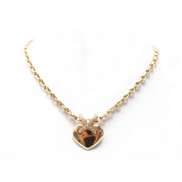 COLLIER CHAUMET PENDENTIF COEUR OR JAUNE ET DIAMANTS 