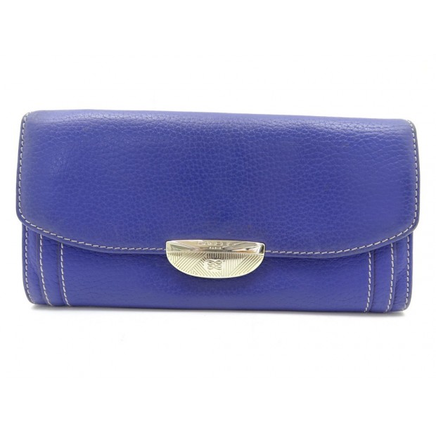 PORTEFEUILLE LANCEL ADJANI PORTE MONNAIE CUIR GRAINE VIOLET LEATHER WALLET 295€