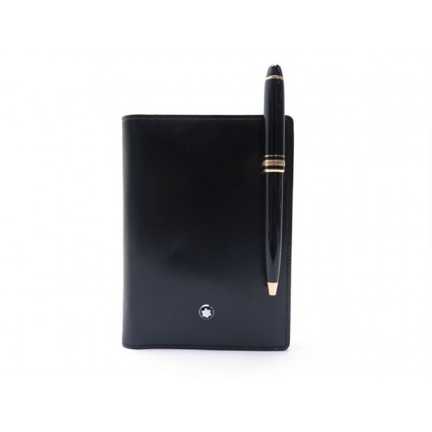 ETUI BLOC NOTE MONTBLANC CUIR NOIR AVEC STYLO BILLE MEISTERSTUCK MOZART NOTEBOOK