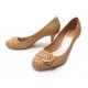 NEUF CHAUSSURES CHRISTIAN DIOR ESCARPINS 37.5 CUIR MARRON PERFORE A BOUCLE 580€