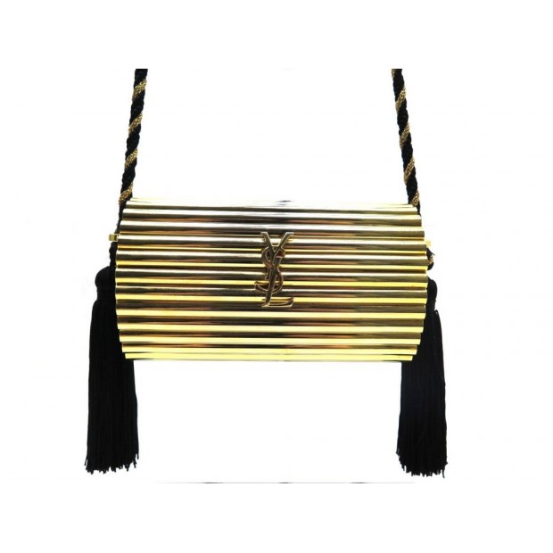 SAC A MAIN YVES SAINT LAURENT OPIUM MINAUDIERE DOREE BANDOULIERE CLUTCH 1390€