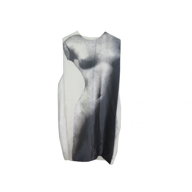 NEUF ROBE LANVIN SOIE ECRU MOTIF STATUE VENUS DE MILO T 36 S SILK DRESS 2690