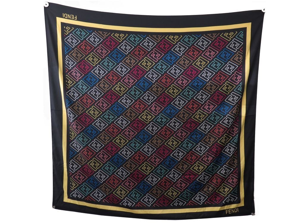 foulard fendi monogramme logo f 130cm en soie
