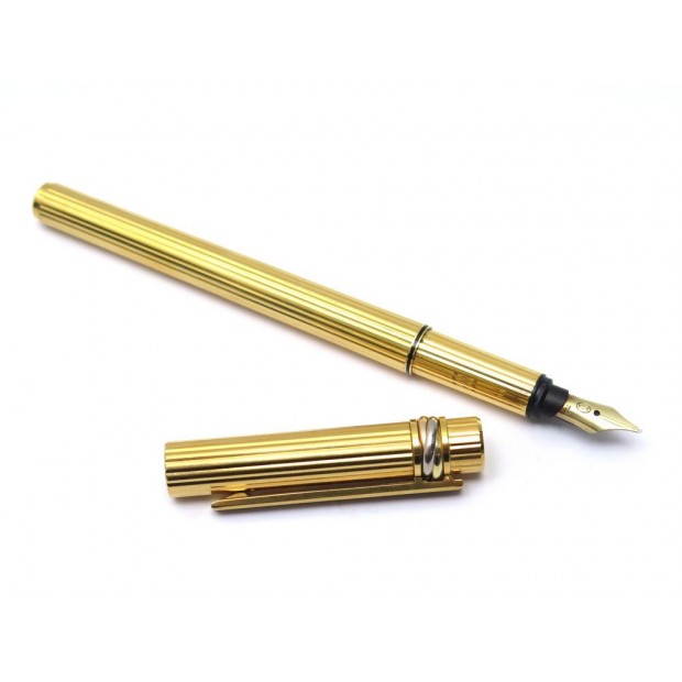 NEUF STYLO PLUME MUST DE CARTIER TRINITY 3 ORS PLAQUE OR GOLD FOUNTAIN PEN 700€