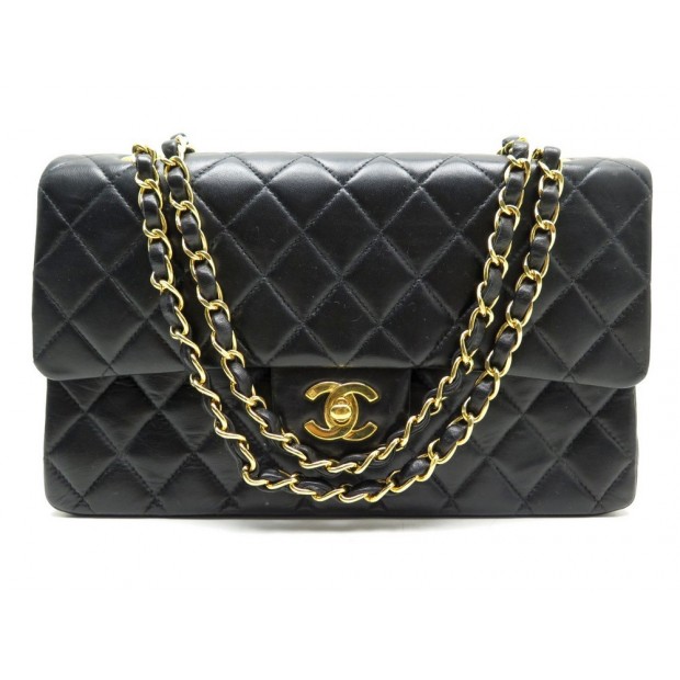 SAC CHANEL TIMELESS CUIR NOIR 25CM 