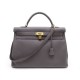 SAC A MAIN HERMES KELLY 40 CUIR TAURILLON CLEMENCE TAUPE ATTRIBUTS DORE + BOITE
