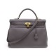 SAC A MAIN HERMES KELLY 40 RETOURNE CUIR CLEMENCE GRIS GRAPHITE BANDOULIERE BAG