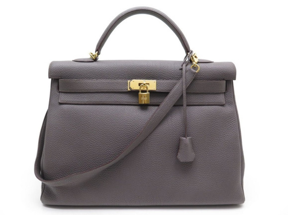 sac a main hermes kelly 40 retourne cuir clemence gris
