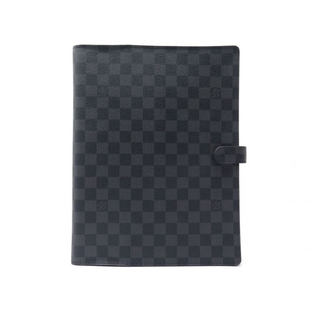 Medium Ring Agenda Cover Damier Graphite Canvas - Art of Living