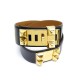 NEUF CEINTURE HERMES COLLIER DE CHIEN MEDOR T76 CUIR BOX NOIR & DORE BELT 1780