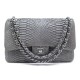 SAC A MAIN CHANEL TIMELESS CUIR PYTHON GRIS 