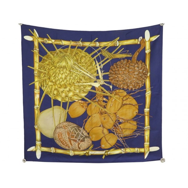 FOULARD HERMES JARDIN CREOLE SOIE BLEU 