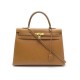 SAC A MAIN HERMES KELLY 36 EN CUIR GRAINE CAMEL ATTRIBUTS DORES BROWN HAND BAG