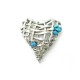 NEUF BROCHE CHRISTIAN LACROIX COEUR NOEL 1999 METAL ARGENTE PIERRES TURQUOISES