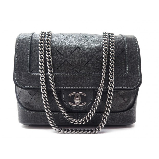 NEUF SAC A MAIN CHANEL TIMELESS SQUARE BANDOULIERE CUIR PERFORE NOIR BAG 4350€