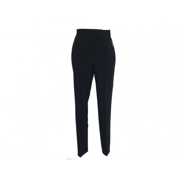 NEUF PANTALON TAILLE HAUTE HERMES EN LAINE NOIR T 36 S BLACK WOOL TROUSERS 1400