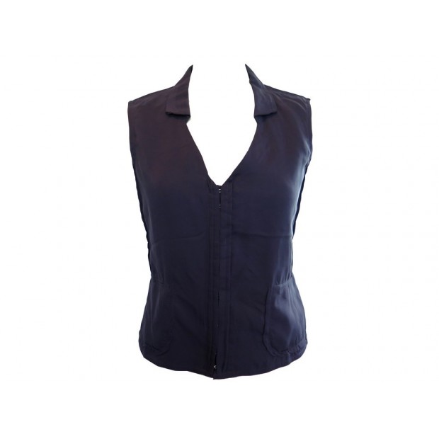 GILET SANS MANCHES YVES SAINT LAURENT SOIE & VISCOSE PRUNE T 36 S WAISTCOAT 890