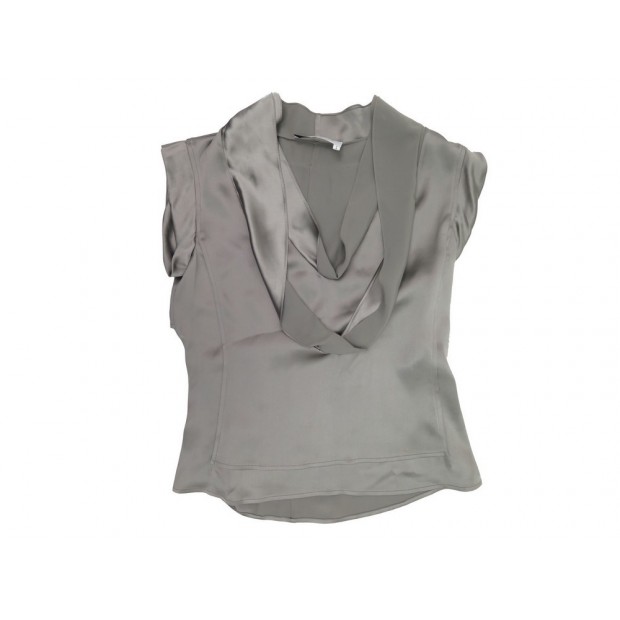 HAUT YVES SAINT LAURENT EN SOIE GRISE TAILLE 36 S GREY SILK T-SHIRT TOP 1490