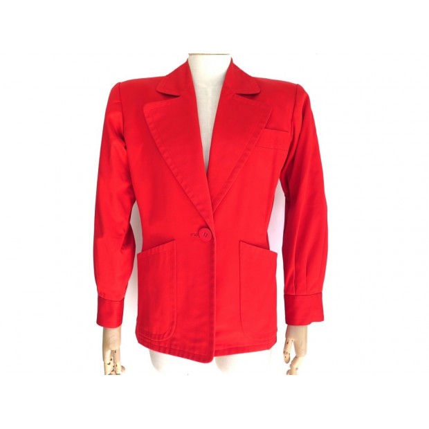 VESTE SAINT LAURENT 1 BOUTON TAILLE 36 S EN COTON ROUGE RED COTTON JACKET 1890€