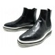 CHAUSSURES PRADA BOTTILLONS 37 IT 38 FR BOUT FLEURI CUIR NOIR LEATHER BOOTS 360€