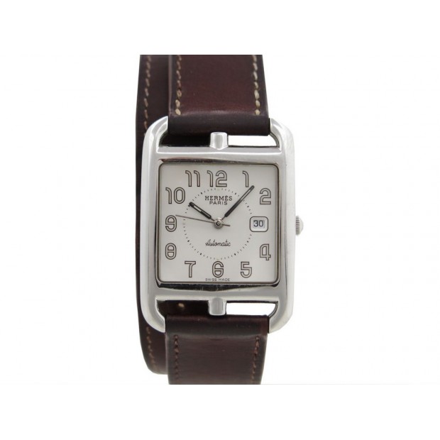 MONTRE HERMES CAPE COD GM CC1 71029 MM ACIER AUTOMATIQUE CUIR MARRON WATCH 3500€