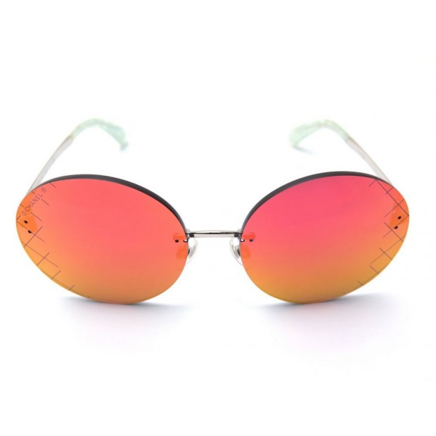 NEUF LUNETTES DE SOLEIL CHANEL AIRLINE 4216 ORANGE METAL ARGENTE SUNGLASSES 620€