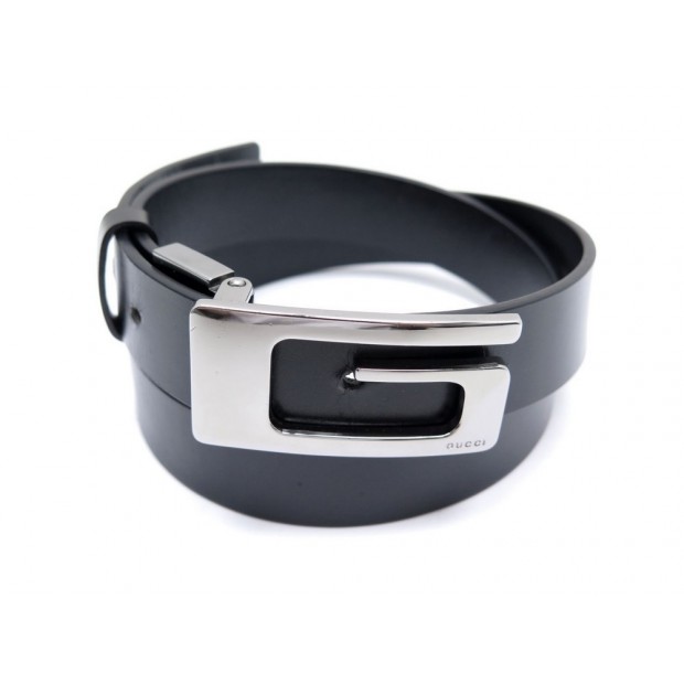 NEUF CEINTURE GUCCI BOUCLE G 1669-1276 EN CUIR NOIR NEW LEATHER BELT 395€