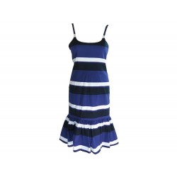 ROBE PRADA A RAYURES TAILLE 40 IT 36 FR S EN COTON BLEU NOIR & BLANC DRESS 980€