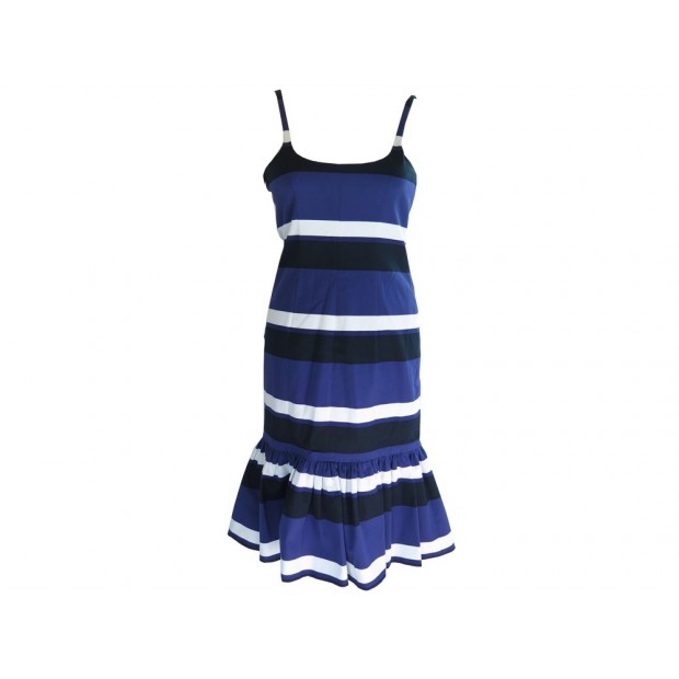 ROBE PRADA A RAYURES EN COTON BLEU NOIR & BLANC TAILLE 40 IT 36 FR S DRESS 980