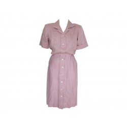 ROBE SAINT LAURENT A BOUTONS SOIE ROSE POUDRE TAILLE 40 M PINK SILK DRESS 1900