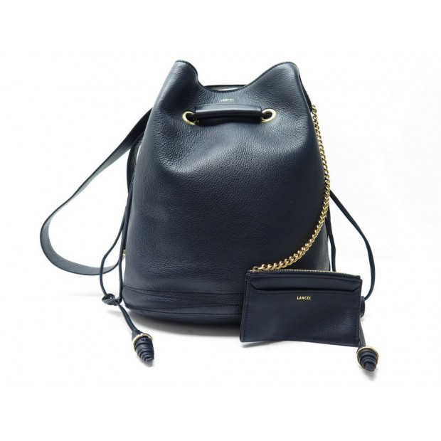 NEUF SAC A MAIN LANCEL LE HUIT GM A07110 BANDOULIERE CUIR BLEU MARINE BAG 745€