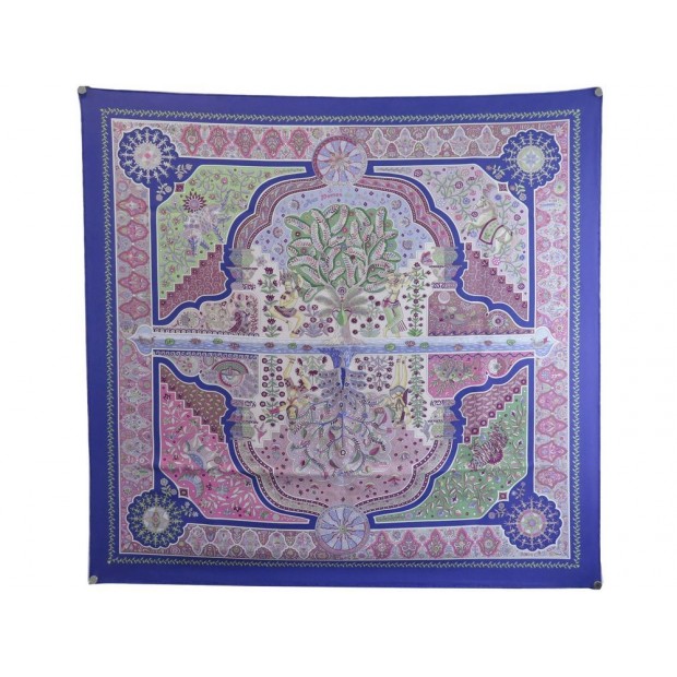 FOULARD HERMES AUX PORTES DU PALAIS HENRY CARRE SOIE VIOLET + BOITE SCARF 370€