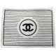 GRANDE SERVIETTE DE PLAGE CHANEL LOGO CC 146X114 CM COTON BLANC WHITE TOWEL 520€