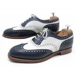 CHAUSSURES CHURCH'S BURWOOD RICHELIEU CUIR BICOLORE BLEU BLANC 8G 42 SHOES 620€